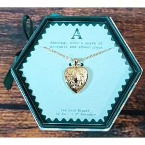 A New Day 14k Gold Dipped Initial A Heart Locket Necklace 16in + 3in Extender